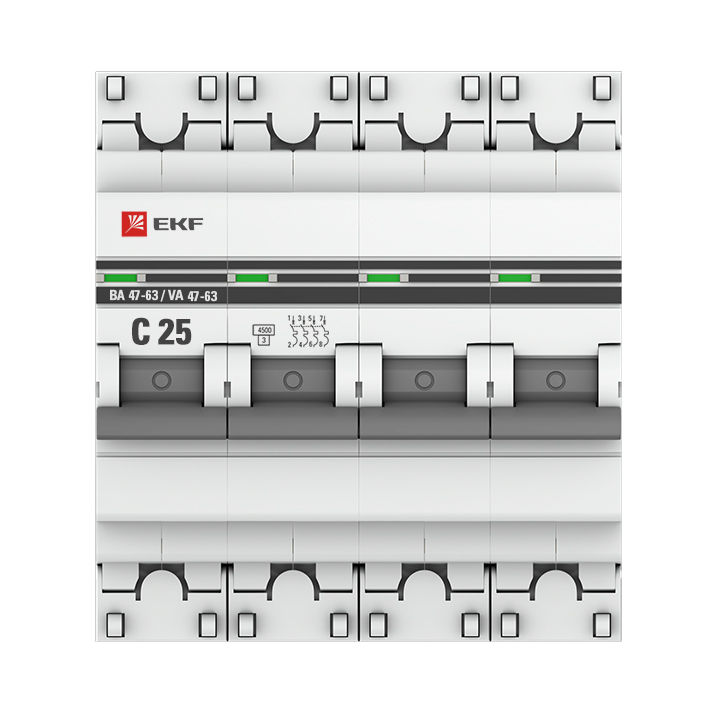 Выключатель автоматический   4п C 25А 4.5кА ВА 47-63 PROxima EKF mcb4763-4-25C-pro