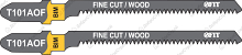 Пилка лобзиковая Fit T101AOF, для резки мягкой и твердой древесины, 2 шт