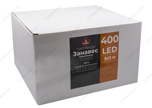 Гирлянда уличная "Занавес-ВСПЫШКА" 400 LED,IP67,размер 3x3m,multicolor