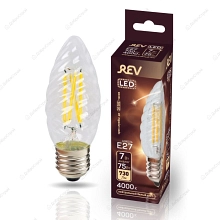 Светодиодная лампа REV Ritter LED FILAMENT свеча витая TC37 E27 7W, 4000K, DECO Premium, нейтральный