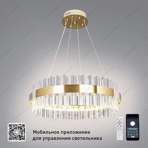 Люстра светодиодная управляемая SOFIA 100W R-APP-500x1000-GOLD/CLEAR-220-IP20