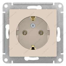 Розетка ATLASDESIGN с заземлением, 16А, механизм, бежевый