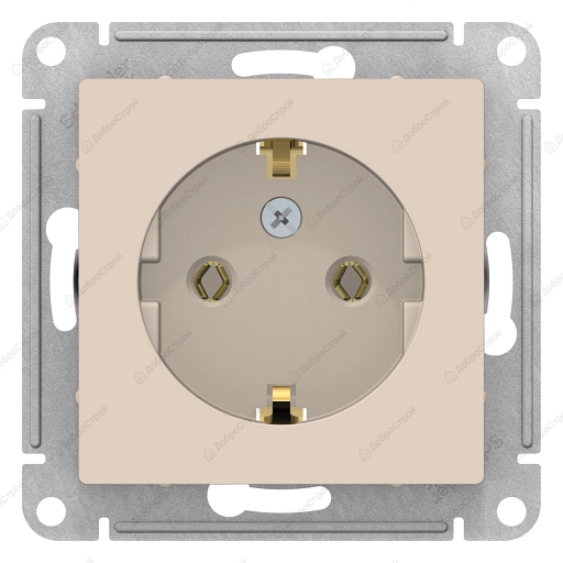 Розетка ATLASDESIGN с заземлением, 16А, механизм, бежевый